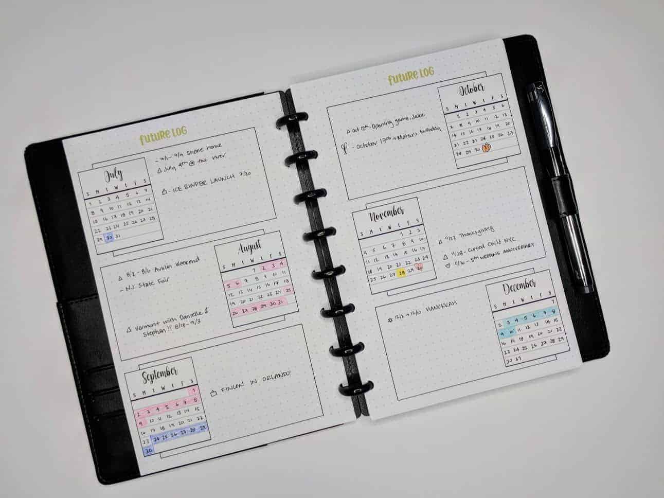 Future Log Bullet journal future log