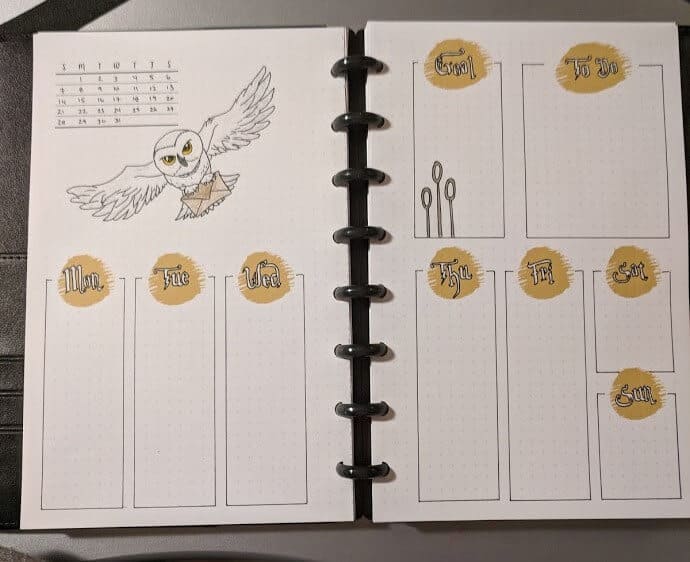Harry Potter Weekly Harry Potter Weekly BuJo Layout