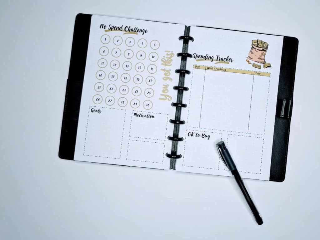 No Spend Challenge Bullet journal no spend challenge tracker