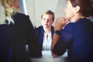 Young female in a job interview