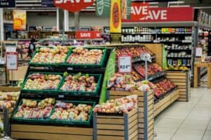 Produce section of a grocery store