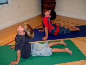 young boys doing yoga