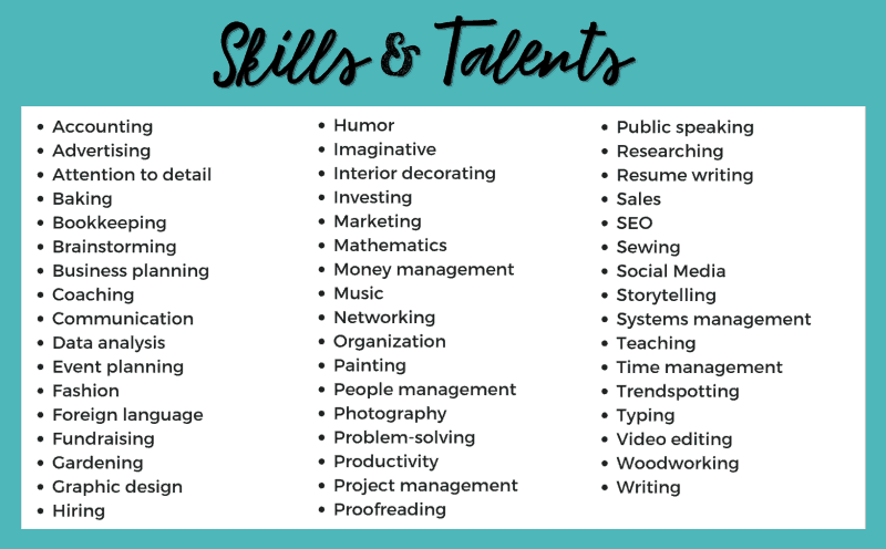 Special Skills And Talents Examples