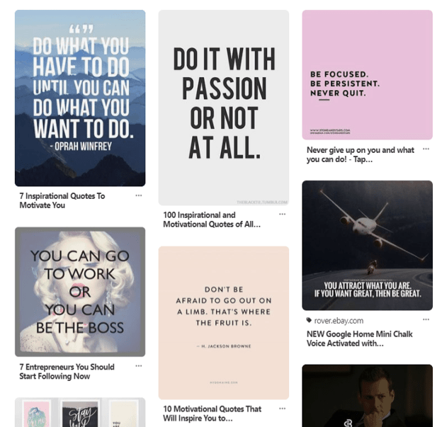 Sample business inspiration quotes for a vision board