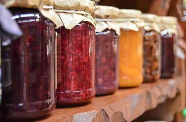 Homemade jams and canned fruits for gifts