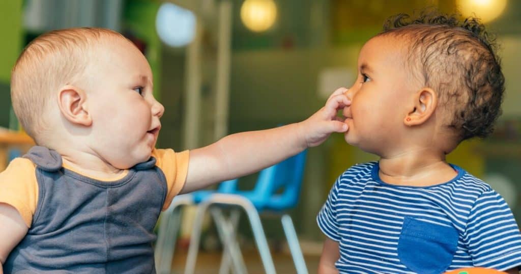 Two boys at daycare playing together