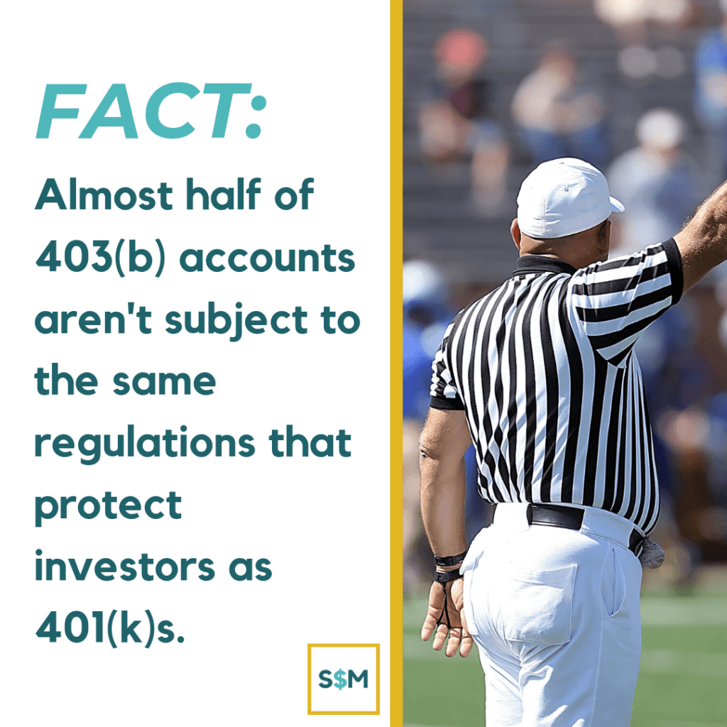 Almost half of all 403(b) accounts aren't subject to the same regulations that product investors as 401(k)s