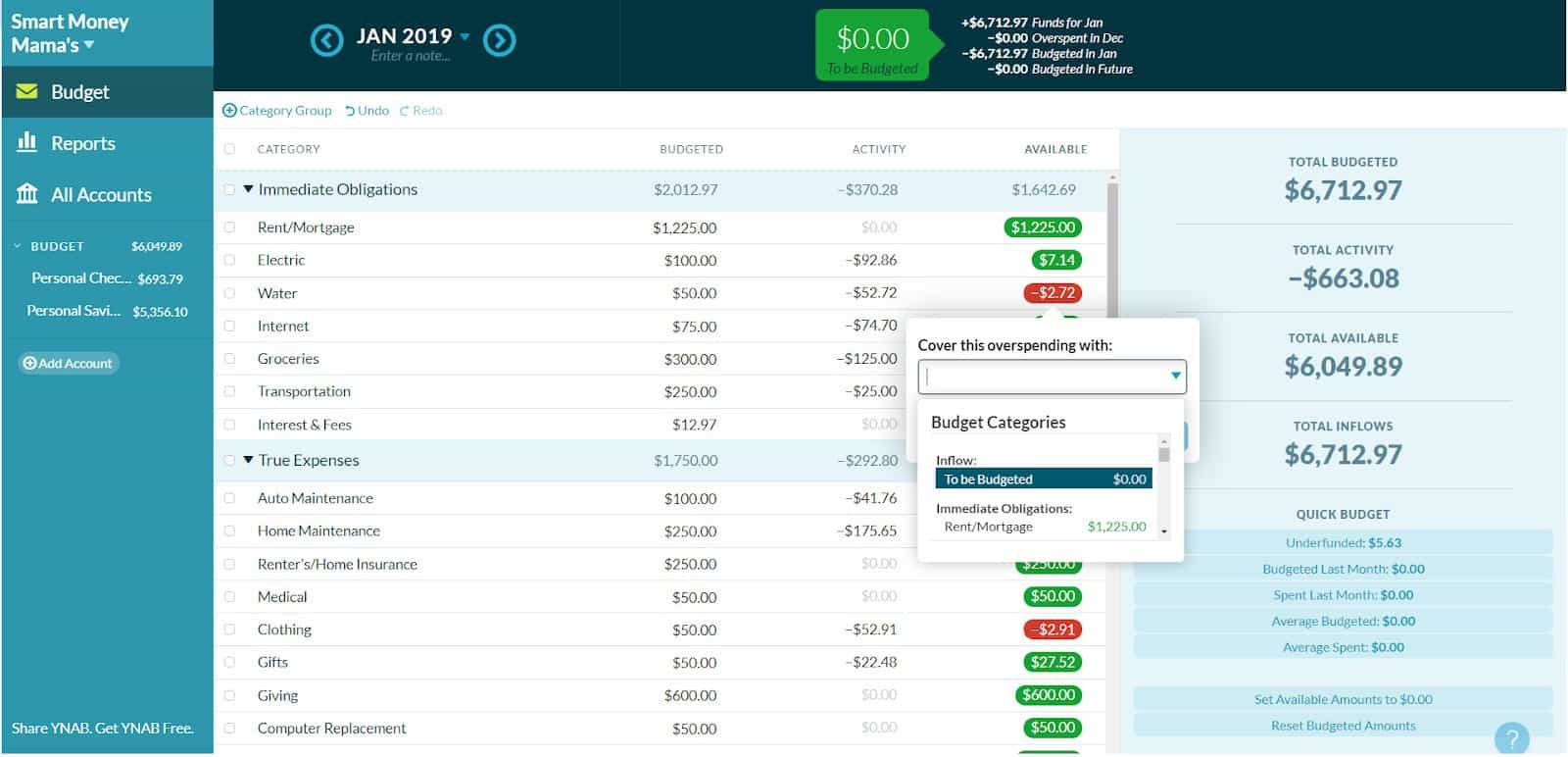 is ynab budgeting monthly or until next payday