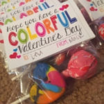 small bag with lollipop and melted crayon heart with a Valentine's Day sentiment for kids