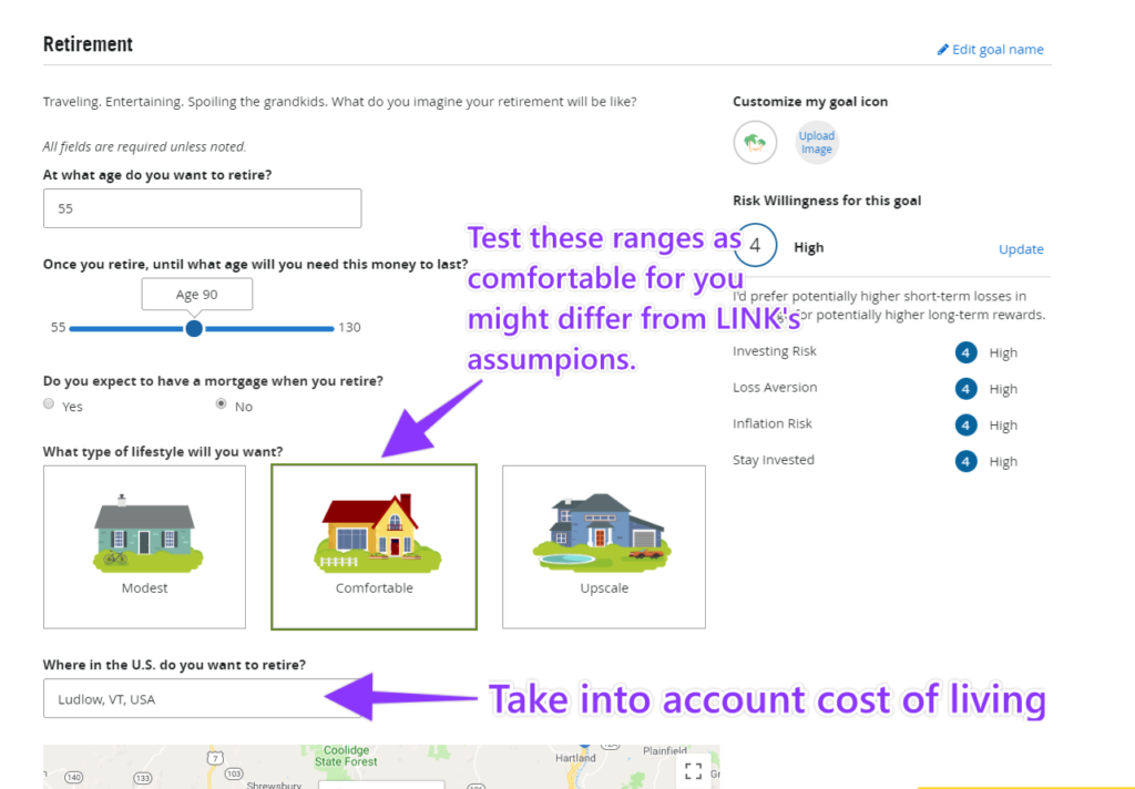 Setting custom retirement savings goals in LINK by Prudential