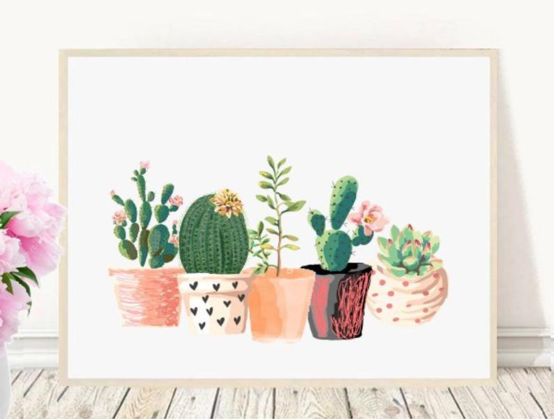 Printable cactus art print from Etsy