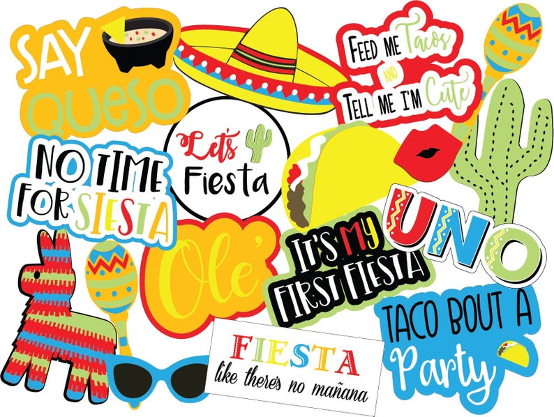 Fiesta printable photo booth props on Etsy